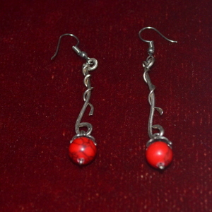 σκουλαρίκια απο αλπακα (γερμανικο ασημι) red turqoise πετρες - αλπακάς, κρεμαστά, μεγάλα, faux bijoux - 2