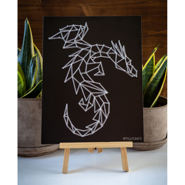 Κάδρο με καρφιά & κλωστές "Polygon Dragon" 35x27cm - πίνακες & κάδρα, minimal - 4