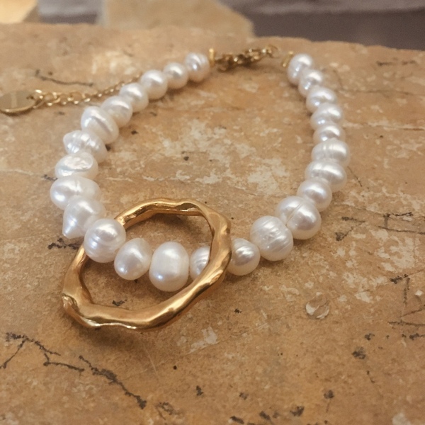 Βραχιολι από μαργαριτάρια - minimalist pearl - charms, πέρλες, χεριού, αυξομειούμενα - 2