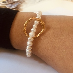 Βραχιολι από μαργαριτάρια - minimalist pearl - charms, πέρλες, χεριού, αυξομειούμενα - 4