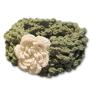 Πλεκτός λαιμός-κολιέ με κουκουτσάκια (πράσινο της ελιάς) από 100% ακρυλικό νήμα - δώρο, ακρυλικό, χειροποίητα, λαιμοί