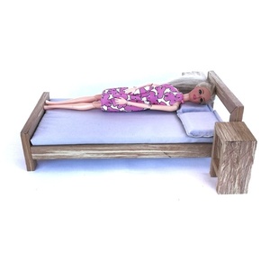 Modern Wooden dooble bed scale 1:6 (size barbie) - 3