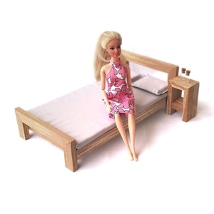 Modern Wooden dooble bed scale 1:6 (size barbie) - 4