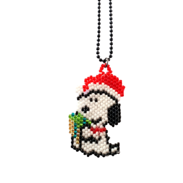 Χριστουγεννιάτικο Κολιέ miyuki Snoopy - miyuki delica, χριστουγεννιάτικα δώρα, γούρια