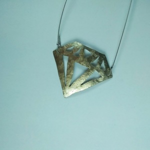 Κρεμαστό ασημί σφυρήλατο διαμάντι - αλπακάς, κοντά - 2