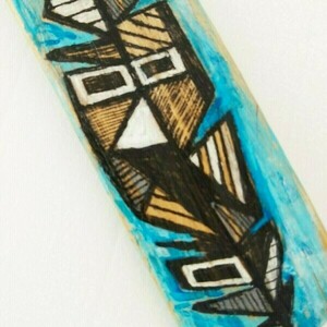 Μπρελόκ, ξύλο της θάλασσας ζωγραφισμένο, φτερό. - ξύλο, ζωγραφισμένα στο χέρι, φτερό, ξύλινα, σπιτιού - 2