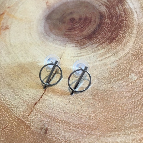 Καρφωτα Σκουλαρικια κύκλοι με γραμμη - επιχρυσωμένα, ορείχαλκος, καρφωτά, μικρά - 2