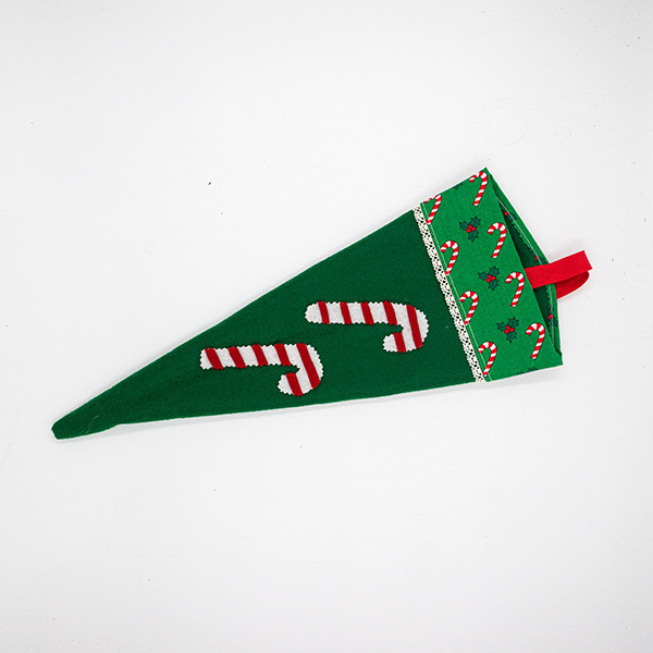 Χριστουγεννιάτικη πράσινη « αντί - κάλτσα» - ύφασμα, διακοσμητικά - 2