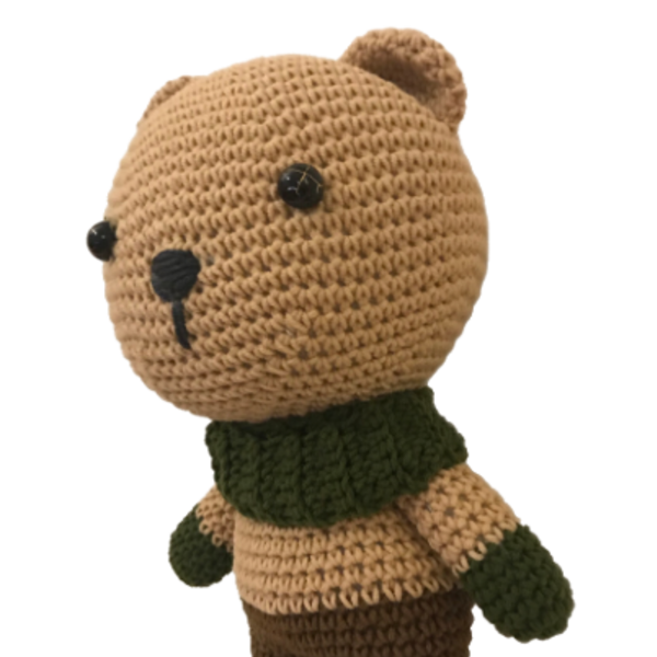 Brown Bear with scarf - βελονάκι, λούτρινα, αρκουδάκι, amigurumi - 2
