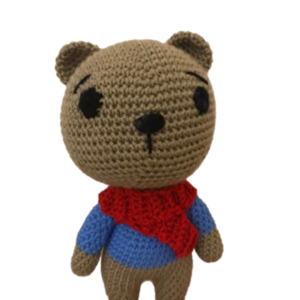 Brown Bear with scarf - βελονάκι, λούτρινα, αρκουδάκι, amigurumi - 3