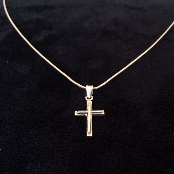 Κολιέ με ασημένιο σταυρό - ασήμι, ασήμι 925, σταυρός, κοντά - 2