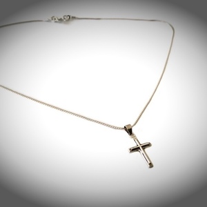 Κολιέ με ασημένιο σταυρό - ασήμι, ασήμι 925, σταυρός, κοντά - 3