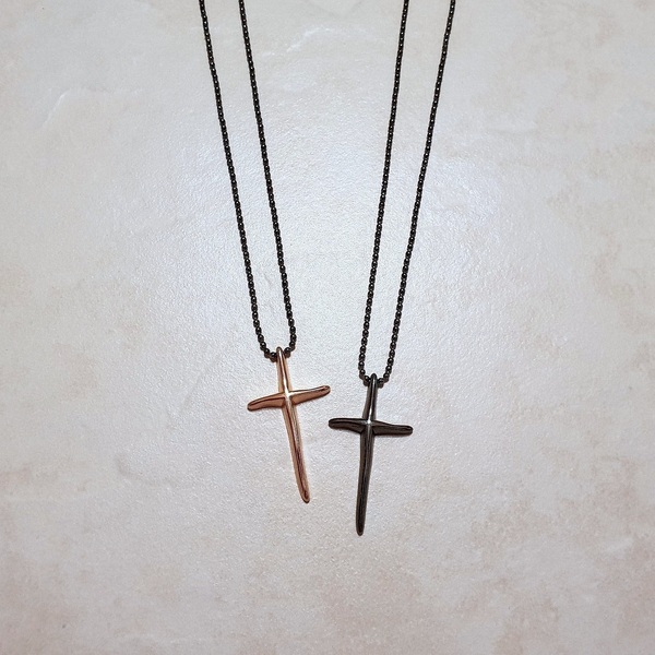 Σταυρός με αλυσίδα σε ιδιαίτερα μοντέρνο σχέδιο - charms, ορείχαλκος, σταυρός, μακριά, φθηνά - 5