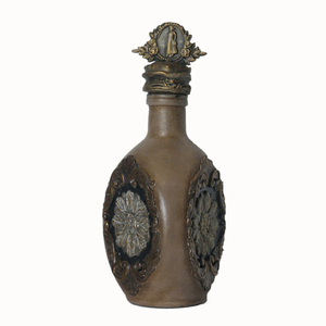 Γυάλινο διακοσμητικό μπουκάλι με αναγλυφα διακοσμητικα στοιχεια πηλου - γυαλί, σπίτι, πηλός, χειροποίητα, διακοσμητικά μπουκάλια - 4