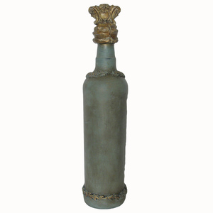 Γυάλινο διακοσμητικό μπουκάλι με αναγλυφα στοιχεια πηλου - γυαλί, σπίτι, πηλός, χειροποίητα, διακοσμητικά μπουκάλια - 3