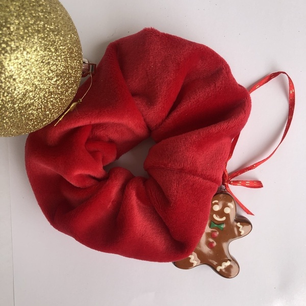 Scrunchie κόκκινο Nicky velour - δώρα για γυναίκες, λαστιχάκια μαλλιών - 2