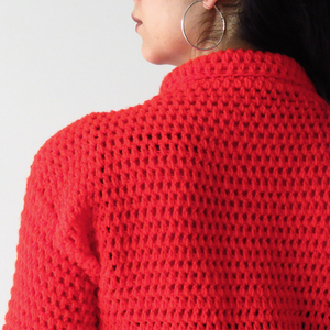 Πλεκτό χειροποίητο κόκκινο πουλόβερ με ζιβάγκο - ακρυλικό, μακρυμάνικες - 5