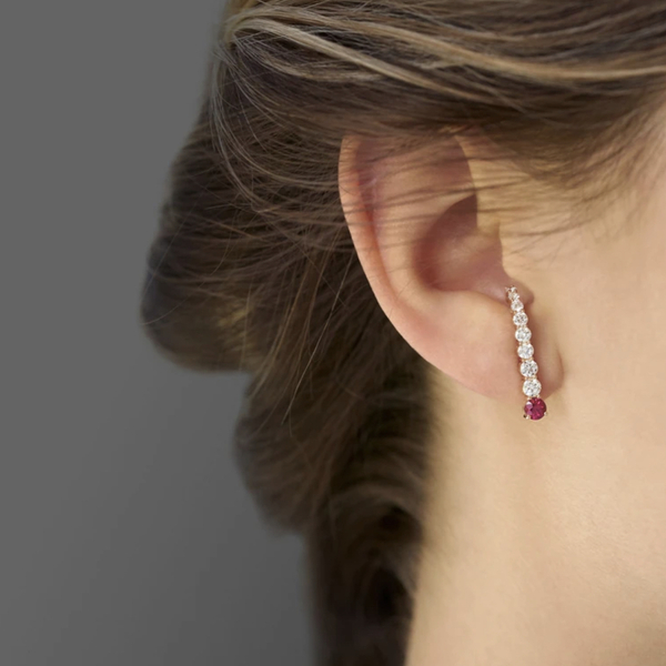 Gold-burgundy earring - ασήμι, επιχρυσωμένα, καρφωτά, μεγάλα, φθηνά - 2