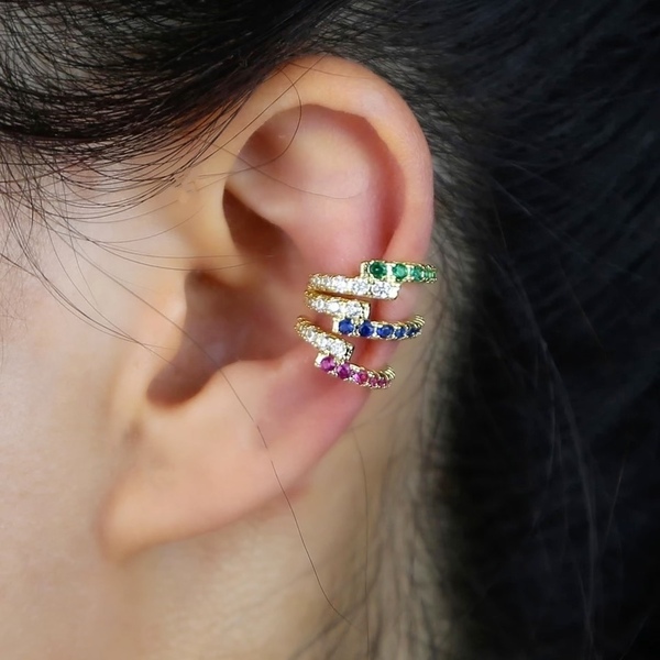 Gold-blue ear cuff - επιχρυσωμένα, μικρά, ear cuffs, φθηνά