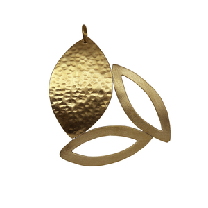 Χειροποίητο μενταγιόν χρυσόχρωμο σχήματος φύλλου - ορείχαλκος, faux bijoux