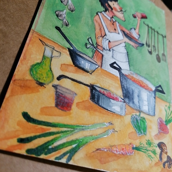 Μαθητευόμενος μάγειρας- artprint A4 - αφίσες, δώρα για τον μπαμπά, διακόσμηση σαλονιού, πίνακες ζωγραφικής - 4