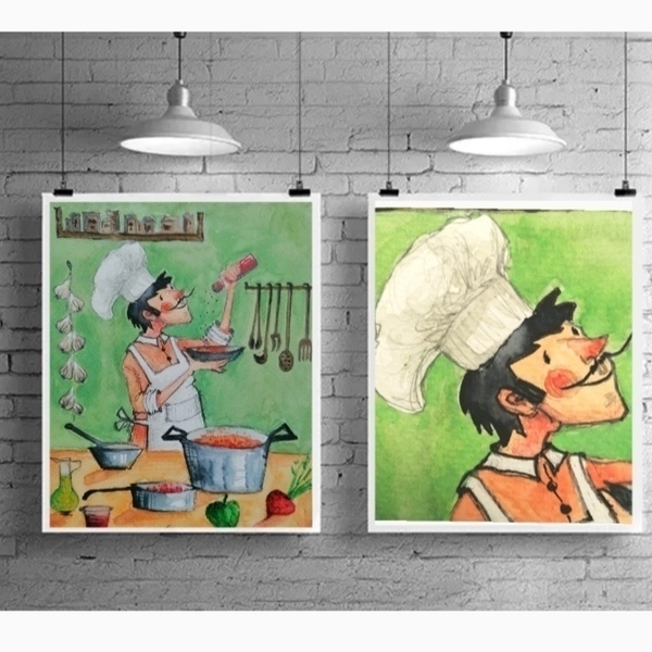 Μαθητευόμενος μάγειρας- artprint A4 - αφίσες, δώρα για τον μπαμπά, διακόσμηση σαλονιού, πίνακες ζωγραφικής - 5