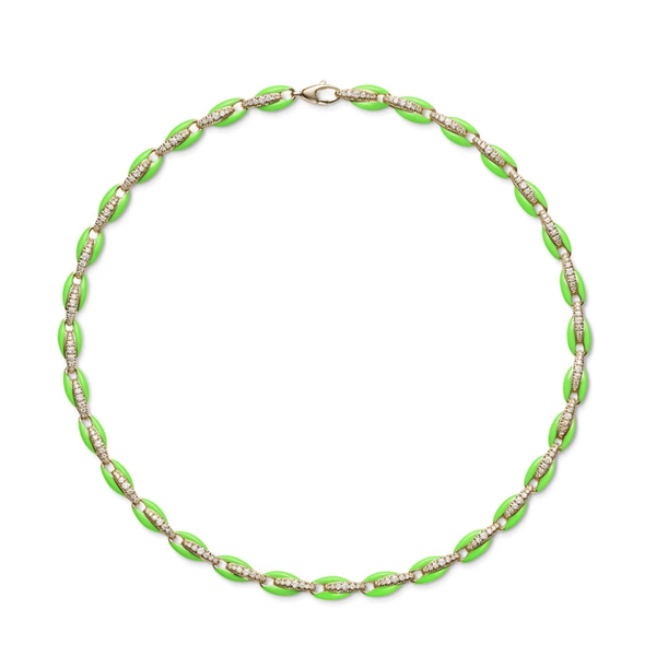 Neon green necklace - επιχρυσωμένα, ασήμι 925, κοντά, φθηνά - 2