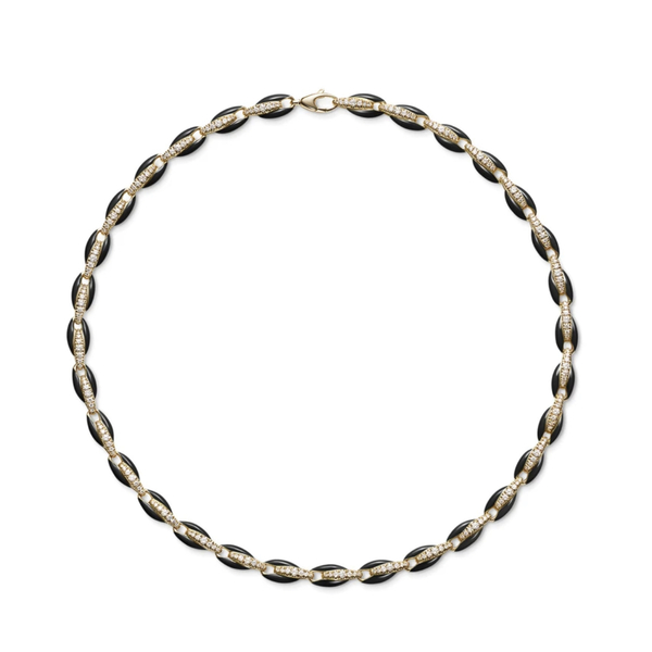 Gold-black necklace - επιχρυσωμένα, ασήμι 925, κοντά, φθηνά - 2