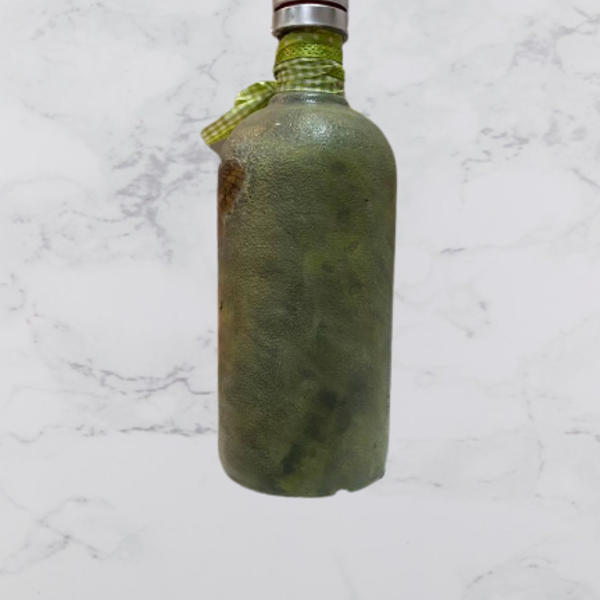 ρομαντικό πράσινο μπουκάλι - γυαλί, χαρτί, αγγελάκι, διακοσμητικά μπουκάλια - 3