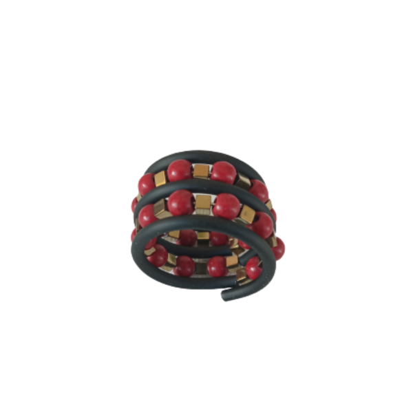 Δαχτυλίδι σπιράλ με κόκκινους χαολιτες και τετράγωνους αιματιτες - ημιπολύτιμες πέτρες, boho, μεγάλα, αυξομειούμενα, φθηνά