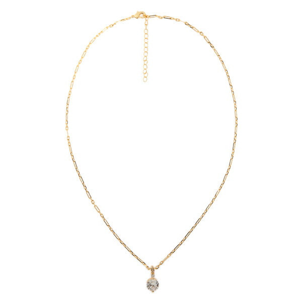 Solitaire Pendant Chain Necklace - charms, γυναικεία, επιχρυσωμένα, ορείχαλκος - 2