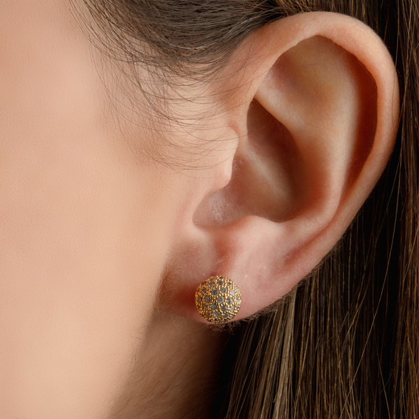 Ball Stud Earrings - επιχρυσωμένα, ορείχαλκος, καρφωτά, μικρά, ζιργκόν - 2