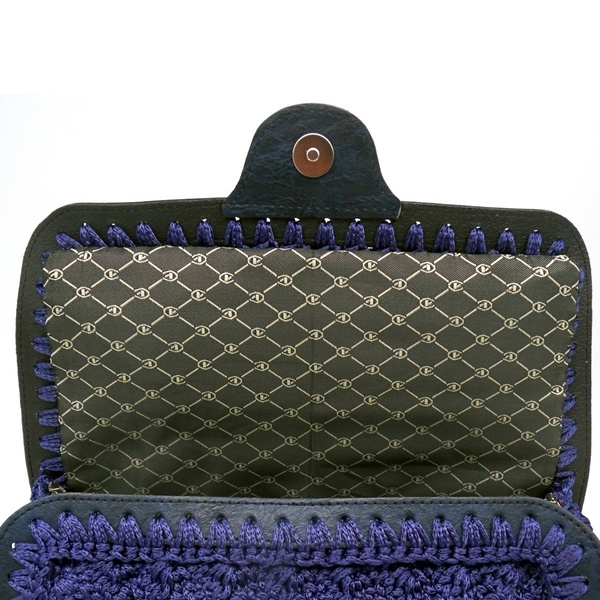 Πλεκτή τσάντα με eco leather frame - clutch, ώμου, all day, πλεκτές τσάντες - 4