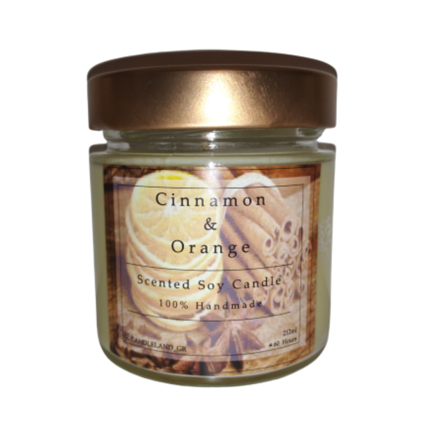 Cinnamon Orange 100% Soy Scented Candle 212ml - αρωματικά κεριά, κεριά, κερί σόγιας, 100% φυσικό