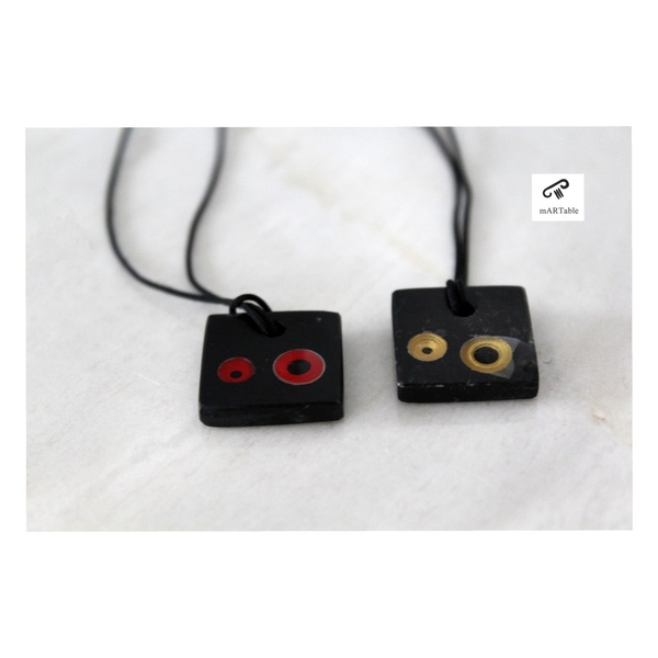 1+1 Δώρο Χειροποίητο Κρεμαστό μάτι κόκκινο από Ελληνικό μαύρο Μάρμαρο! - ημιπολύτιμες πέτρες, μάτι, μακριά - 2