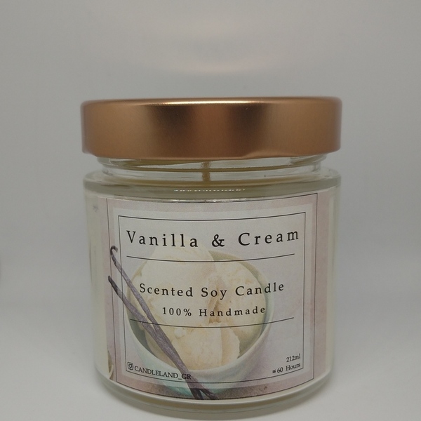 Vanilla Cream 100% Soy Candle 212ml - αρωματικά κεριά, σόγια, κερί σόγιας
