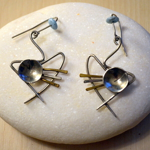 μοντερνα σκουλαρίκια απο σφφυρηλατο γερμ ασημι (αλπακα) - ασήμι, ημιπολύτιμες πέτρες, κρεμαστά, faux bijoux - 2