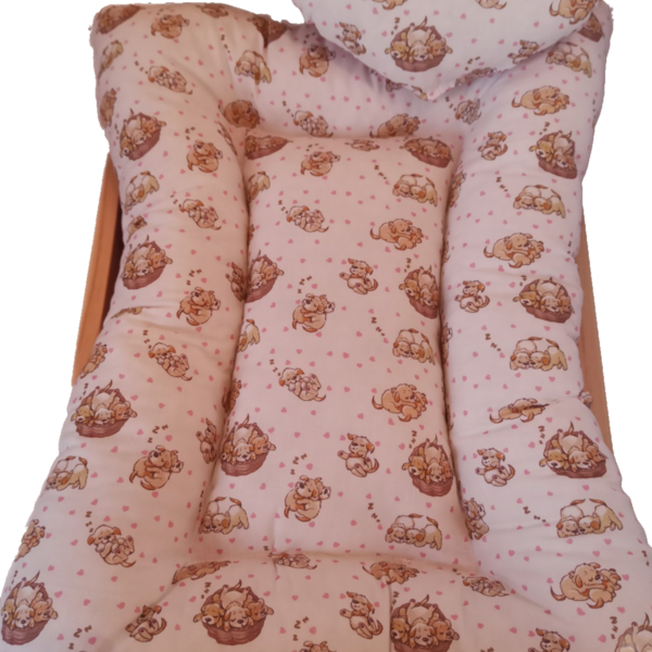 Ξύλινο κρεβατάκι με στρώμα για μικρά ζώα puppies - μαξιλάρια