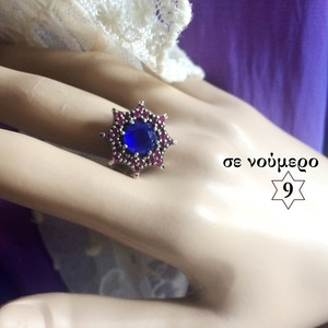 Vintage ασημένιο δαχτυλίδι "Αστέρι/ μπλε,μωβ" με φυσικές πέτρες - ασήμι, ημιπολύτιμες πέτρες, ασήμι 925, αγάπη, σταθερά - 4