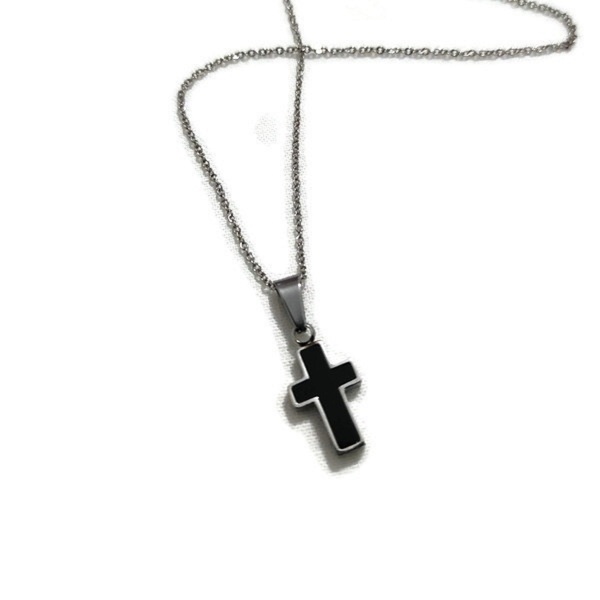 Κρεμαστό ατσάλινο κολιέ με ατσάλινο σταυρό - charms, σταυρός, ατσάλι, κρεμαστά, δώρα για γυναίκες - 5