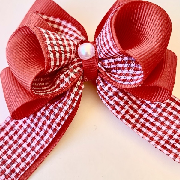 Κοκκαλάκι Red bow - κορίτσι, μαλλιά, χριστουγεννιάτικα δώρα, μαμά και κόρη, αξεσουάρ μαλλιών - 2