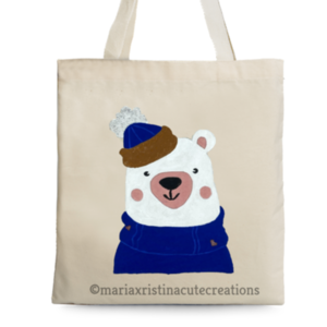 Πάνινη Τσάντα ♥ Αρκούδος - ύφασμα, ώμου, all day, πάνινες τσάντες