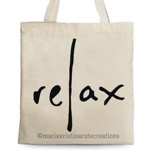 Πάνινη Τσάντα Ζωγραφισμένη στο χέρι ♥ Relax - ύφασμα, ώμου, all day, tote, πάνινες τσάντες