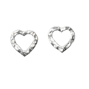 Ασημένια χειροποίητα μικρά καρφωτά σκουλαρίκια σχήματος καρδιάς - ασήμι, καρδιά, καρφωτά, μικρά