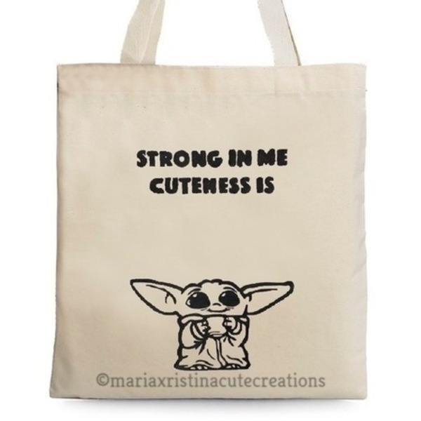 Πάνινη τσάντα Ζωγραφισμένη στο χέρι ♥ Baby Yoda - ύφασμα, ώμου, tote, πάνινες τσάντες, φθηνές