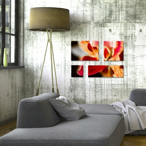 Κάδρο τετράπτυχο σε καμβά τελαρωμένο σε ξύλο 2x2 εκ.| Συνολικές Διαστάσεις κάδρου 100*65 εκ. | "Μίνα" | Χρώμα πορτοκαλί, ροζ, καφέ - πίνακες & κάδρα, καλλιτεχνική φωτογραφία - 4