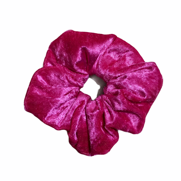 Handmade Scrunchie Fuchsia Velvet - λαστιχάκια μαλλιών