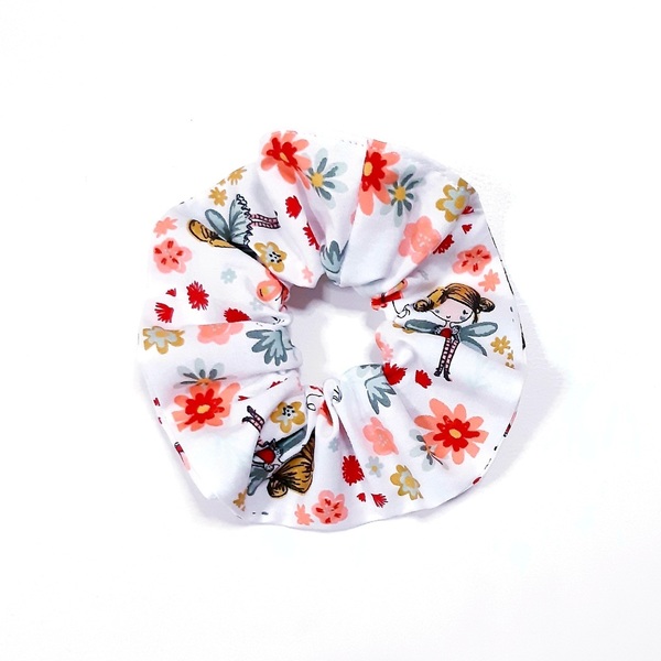 Scrunchie/ Λαστιχάκια μαλλιών 'άσπρες νεράιδες' - 1 τεμάχιο - ύφασμα, απαραίτητα καλοκαιρινά αξεσουάρ, λαστιχάκια μαλλιών - 2