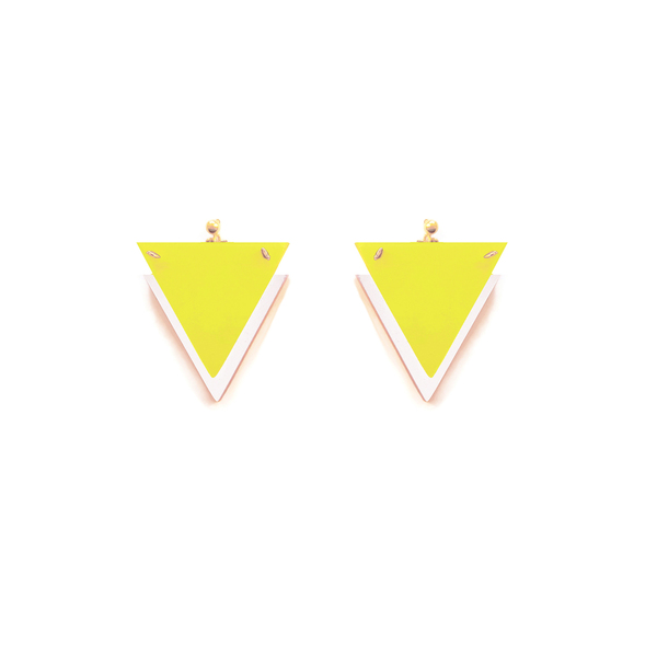 Χειροποίητα ξύλινα σκουλαρίκια τρίγωνα "Equal triangle earrings". - ασήμι, ξύλο, καρφωτά, μικρά