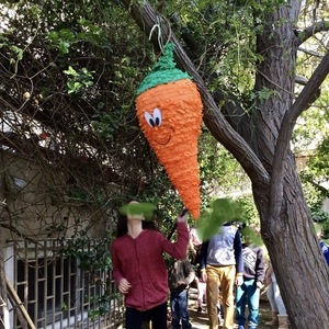 Πινιάτα καρότο ύψος 70 εκ. - πινιάτες, πασχαλινή διακόσμηση, κουνελάκι - 3